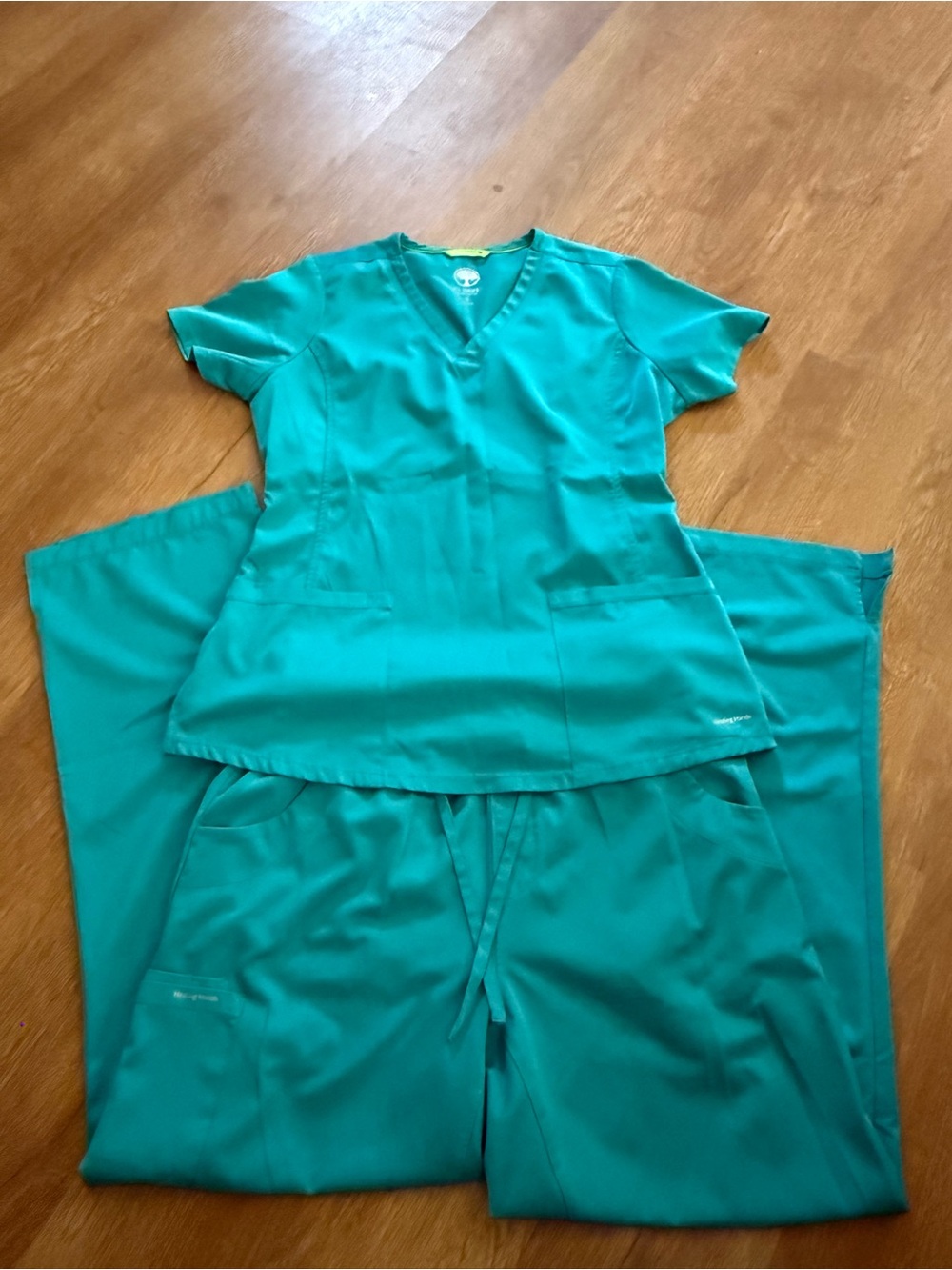 healing hands Teal Women's Scrub Top & Drawstring Pants